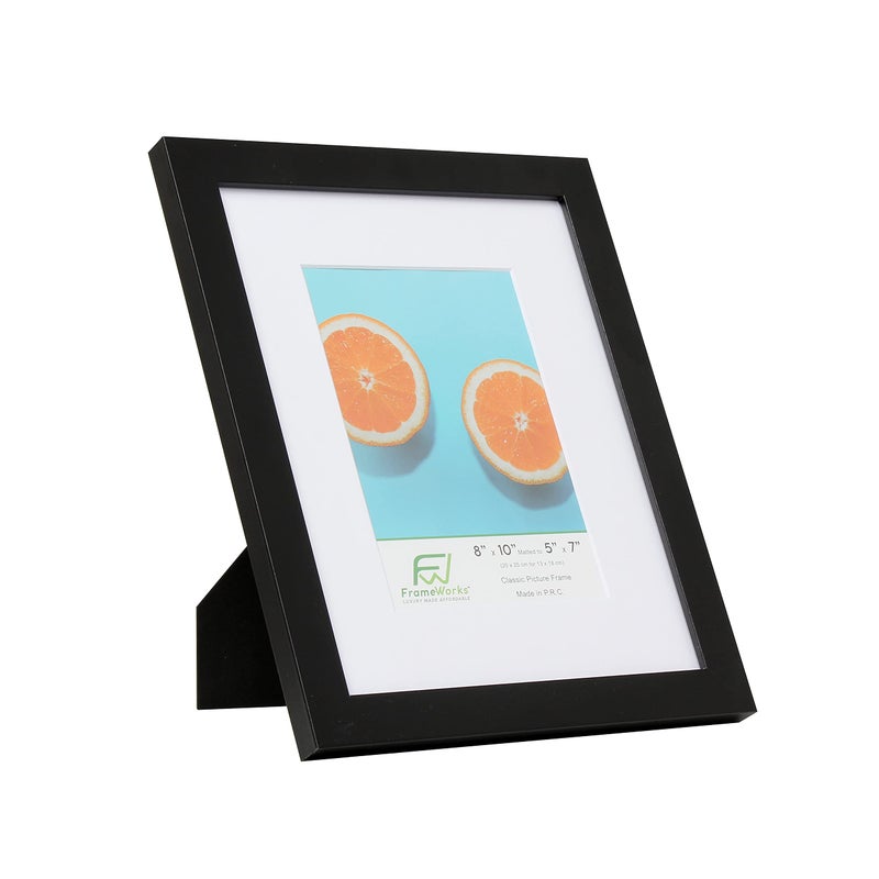 FrameWorks 2-Pack، 8x10 إطار صورة غير لامع إلى 5x7، أسود - إطار صورة كلاسيكي مع زجاج مقسّى، إطار صورة بحواف نظيفة، إطار ملصق بلمسة نهائية بيضاء غير لامعة، إطار شهادة - Image 2